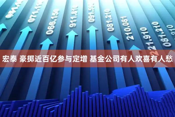 宏泰 豪掷近百亿参与定增 基金公司有人欢喜有人愁