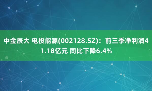 中金辰大 电投能源(002128.SZ)：前三季净利润41.18亿元 同比下降6.4%