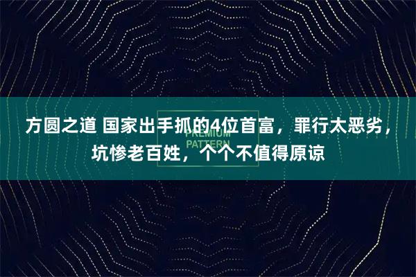 方圆之道 国家出手抓的4位首富，罪行太恶劣，坑惨老百姓，个个不值得原谅